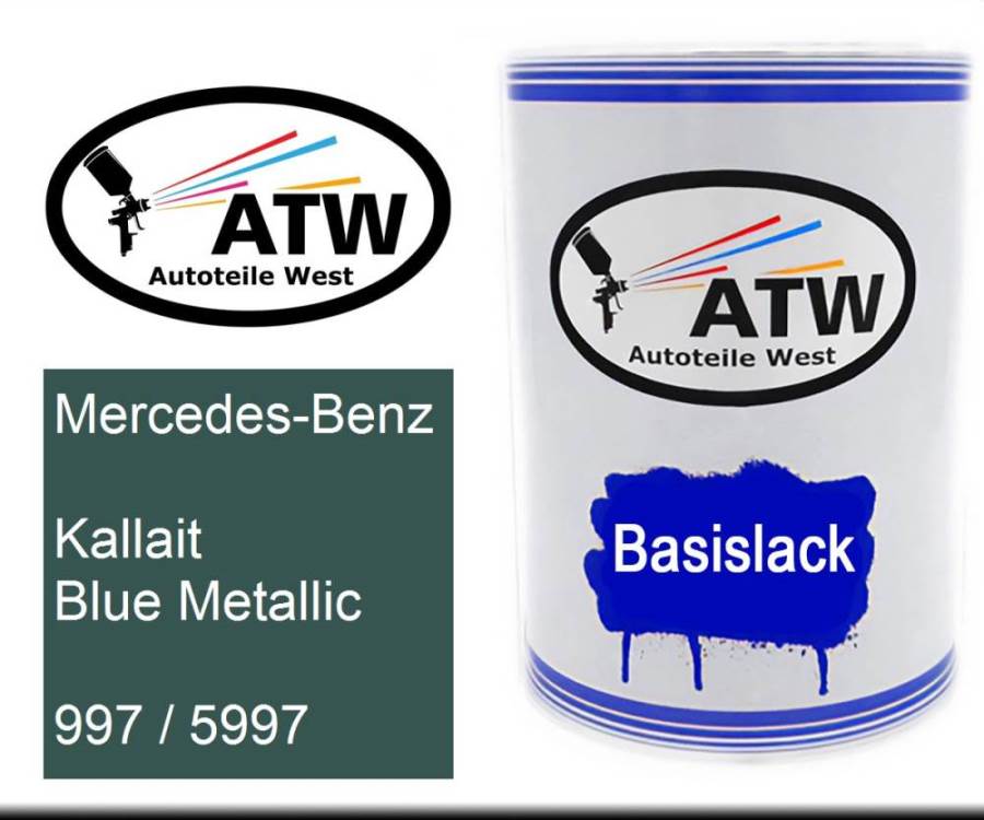 Mercedes-Benz, Kallait Blue Metallic, 997 / 5997: 500ml Lackdose, von ATW Autoteile West.